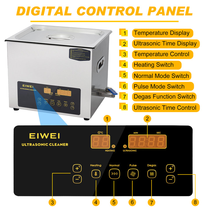 EIWEI 10L Ultrasonic Cleaner of Dual Power with Degas Function (CD-E10)