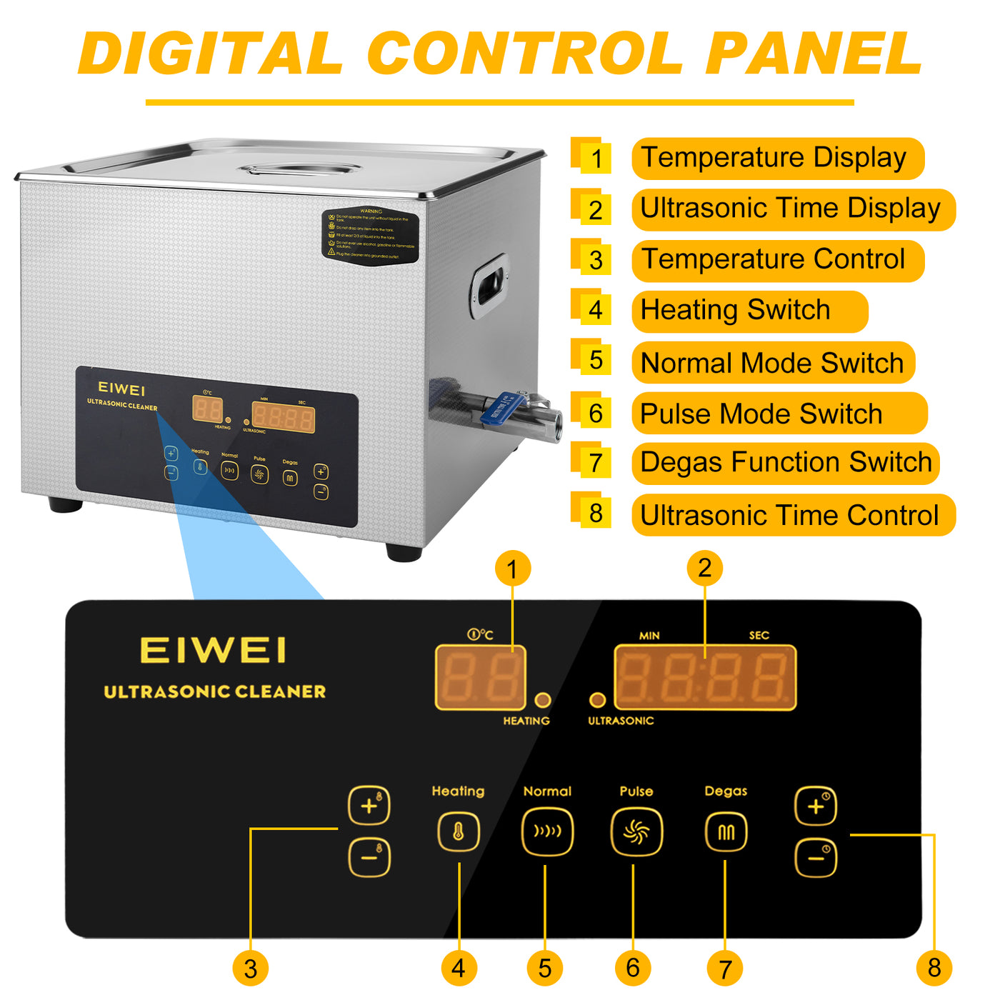EIWEI 15L Ultrasonic Cleaner of Dual Frequency with Degas Function (CD-E15)