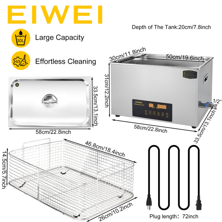 EIWEI 30L Ultrasonic Cleaner of Dual Power  with Degas Function (CD-E30)