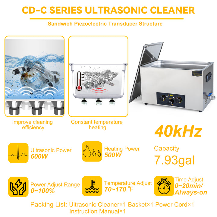 EIWEI 30L Ultrasonic Cleaner of Ultrasonic Power Adjustable Series (CD-C30)
